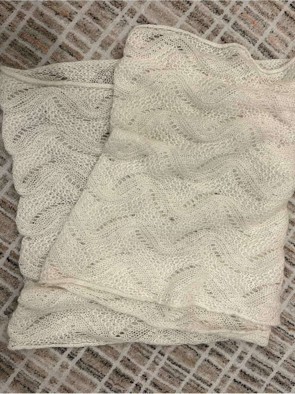 Soft Ivory Knit Infinity Blanket